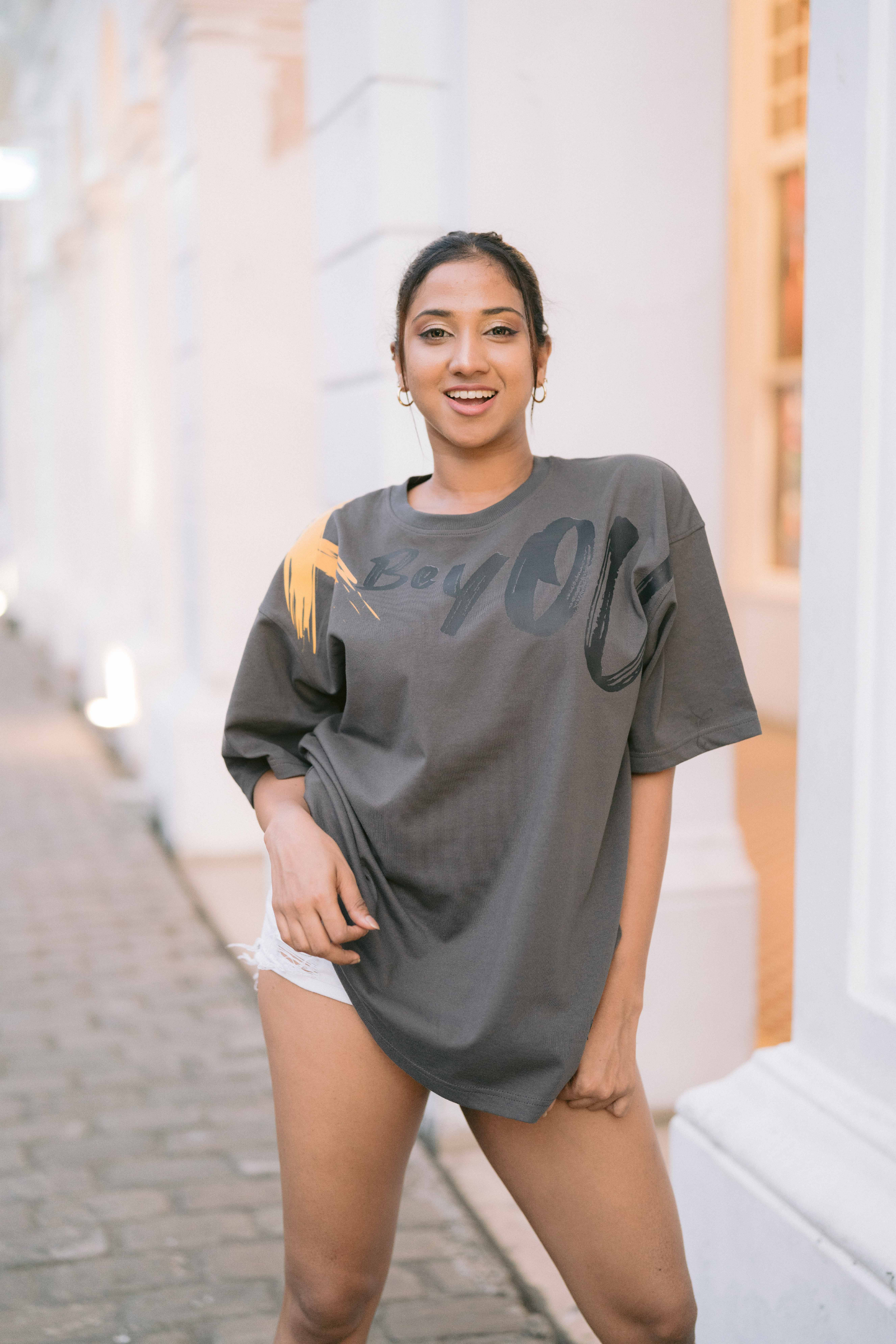 BE YOU PRINT GRAY OVERSIZE UNISEX T-SHIRT BE YOU PRINT GRAY OVERSIZE UNISEX T-SHIRT